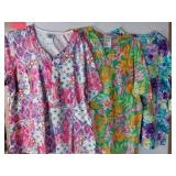 APPEARS NEW - 1 Bio, 1 Cottonality, 1 WS Gear Floral Print Medical Scrub Tops (Size XL) Lot of 3