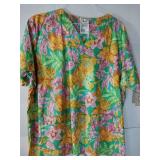 APPEARS NEW - 1 Bio, 1 Cottonality, 1 WS Gear Floral Print Medical Scrub Tops (Size XL) Lot of 3