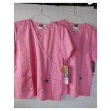 APPEARS NEW - Landau Faux Wrap Tunic Scrub Top 1 Style 70224 & 1 Style 70221 (Size Large) Lot of 2