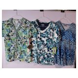 APPEARS NEW - Landau, Greys Anatomy & Urbane Medical Scrub Top Bundle - Floral and Animal Print (Size Medium) 3 Pack