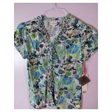 APPEARS NEW - Landau, Greys Anatomy & Urbane Medical Scrub Top Bundle - Floral and Animal Print (Size Medium) 3 Pack