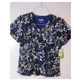APPEARS NEW - Landau Floral Print Medical Scrub Top (Size Small) 3 Pack