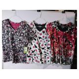 APPEARS NEW - Landau Floral Print Medical Scrub Tops (Size Large) 3 Pack