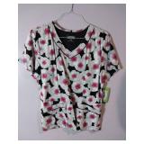APPEARS NEW - Landau Floral Print Medical Scrub Tops (Size Large) 3 Pack