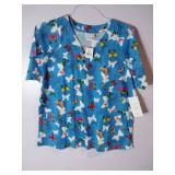 APPEARS NEW - Landau & BIO Scrub Top Collection - Butterfly and Dragonfly Prints (Size XL) 3 Pack