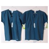 APPEARS NEW - Landau Unisex Reversible Dolman Sleeve V-Neck Scrub Top  Style 7502CPB (Size XS) 2 Pack