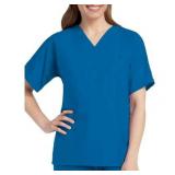 APPEARS NEW - ScrubZone by Landau Unisex V-Neck Scrub Top  Style 71221 Royal (Size 2XL) 2 Pack