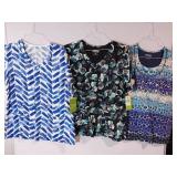 APPEARS NEW - Landau & BIO Medical Scrub Tops Pattern Collection (Size Large) 3 Pack