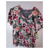 APPEARS NEW - Landau & Koi Floral Print Medical Scrub Tops Bundle (Size XL) 3 Pack
