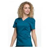 APPEARS NEW - Cherokee Workwear Revolution Scrubs Top for Women V-Neck WW710, XS, Caribbean Blue & Landau 7502 CPB (Size XS) 2 Pack