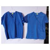 APPEARS NEW - Fashion Seal Scrub Tops Style 6850 & 6840 Royal Blue (Size Small) 2 Pack