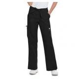 APPEARS NEW - Landau Essentials Relaxed Fit 5-Pocket Cargo Scrub Pants 8385 & Landau 7605 Black (Size Petite XS) 2 Pack