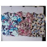 APPEARS NEW - Landau, BIO & EckoRed Medical Scrub Tops Bundle - Floral and Abstract Patterns (Size Small) 3 Pack