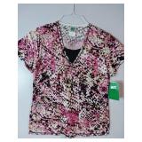 APPEARS NEW - Landau, BIO & EckoRed Medical Scrub Tops Bundle - Floral and Abstract Patterns (Size Small) 3 Pack