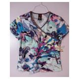 APPEARS NEW - Landau, BIO & EckoRed Medical Scrub Tops Bundle - Floral and Abstract Patterns (Size Small) 3 Pack