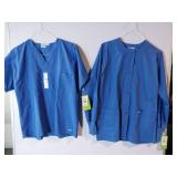 APPEARS NEW - Landau Womens Snap Front Warm-up Scrub Jacket Style 7525 BEP & Scrub Top Style 7502 BEP (Size Medium) 2 Pack   - Retail: $57