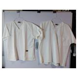 APPEARS NEW - ScrubZone by Landau Women s V-Neck Scrub Top Style 70221 White (Size Large) 2 Pack