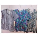 APPEARS NEW - Peaches & WS Gear Uniforms Medical Scrub Top Lot (Size Small) 3 Pack