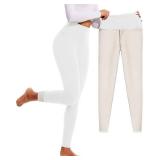 FULLSOFT Fleece Lined Leggings for Women â Thick High Waisted Winter Warm Yoga Pants Workout Tummy Control Thermal Warm Leggings(White,Small) - Retail: $133