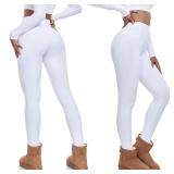 FULLSOFT Fleece Lined Leggings for Women â Thick High Waisted Winter Warm Yoga Pants Workout Tummy Control Thermal Warm Leggings(White,Small) - Retail: $133