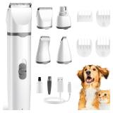 Pre Owned Masagotti Dogs Hair Clippers Grooming Kit with Nail Grinder, 4 in 1 Cordless Electric Trimmer Low Noise USB Pet Clippers for Dogs Cat,Grooming Paws, Eyes, Ears, Face,Matted Hair - Retail: $5