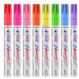 TFIVE Fluorescent Paint Markers, 8 Colors Neon UV Paint Pens for Blacklight - Oil-Based, Medium Tip, Waterproof Permanent Marker Pens for Rock Painting, DIY Art Crafts, Scrapbooking, Glass Windows - R