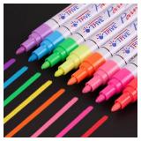 TFIVE Fluorescent Paint Markers, 8 Colors Neon UV Paint Pens for Blacklight - Oil-Based, Medium Tip, Waterproof Permanent Marker Pens for Rock Painting, DIY Art Crafts, Scrapbooking, Glass Windows - R