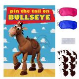 Toy Inspired Stories Party Supplies, Pin The Tail on The Bullseye Party Game, Large Poster 24PCS Reusable Tail Stickers for Kids Boys Birthday Party, Toys 4th Party Favors - Retail: $16