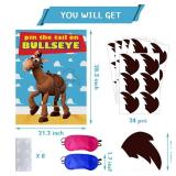 Toy Inspired Stories Party Supplies, Pin The Tail on The Bullseye Party Game, Large Poster 24PCS Reusable Tail Stickers for Kids Boys Birthday Party, Toys 4th Party Favors - Retail: $16