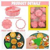 Hoolerry 16 Pcs Christmas Cookie Cutters with Plunger Stamps Set 3D Snowflake Cookie Stamps for Baking Include Snowman Santa Christmas Tree Reindeer for Kitchen Baking - Retail: $17