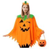 KOFECIT 3 PCS Halloween Pumpkin Poncho for Women,Pumpkin Cape Costume with Headband and Candy Bag,Halloween Costume for Women Adults - Retail: $13