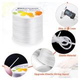 Paxcoo 1mm Elastic Bracelet String Cord Stretch Bead Cord for Jewelry Making and Bracelet Making White - Retail: $7