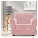 ZNSAYOTX Luxury Velvet Chair Slipcovers with Arm 2 Piece Stretch Chair Covers for Living Room Thick Soft Armchair Slipcover Anti Slip Pet Friendly Furniture Protector (Rose),30\"-47\"(1 Cushion) - Ret