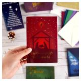 GRADESIN Religious Christmas Cards with Envelopes,18 Pack 4\" x 6\" Gold Foil Embossed Christian Christmas Greeting Cards Nativity Scenes with Stickers for Xmas Winter New Year 6 Designs - Retail: $6