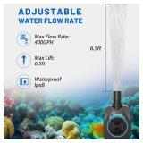 Knifel 400GPH Submersible Water Pump(1500L/H,25W),Ultra Quiet Fountain Pump with 6.5ft High Lift, Pond Pump for Fish Tank, Pond, Aquarium, Statuary, Hydroponics - Retail: $30