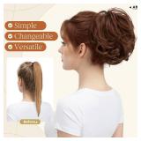 youngways Claw Clip Short Ponytail Messy Bun Hair Piece Bendable Hair Branch Extensions Fluffy Wavy Curly Synthetic Versatile Red Vino Hairpieces - Retail: $19