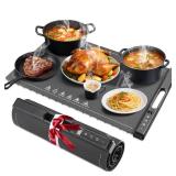 Food Warming Mat, Fast Heating Electric Food Warming Mat 7-Temp Levels, Foldable Suitable for Food Warmers for Parties Buffet and Daily Food Warming, with Timer and Overheat Protection (Gray) - Retail