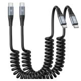 USB C to C Cable 3ft 2Pack Coiled USB C Charger Cable for Car Type C Fast Charging Cable for iPhone 17/16/15/Plus/Pro/Pro Max/Samsung Galaxy S23 - Retail: $18