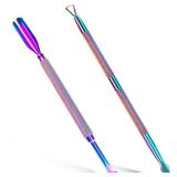 2PCS Metal Cuticle Pusher and Scraper (Chameleon/Rainbow), Colorful Nail Trimmer Cutter Stainless Steel Gel Scraper Tool, Polish Remover Peeler Salon Manicure Cleaner for Fingernail and Toenail - Reta