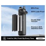 POWCAN 26 oz Insulated Water Bottle with 2-in-1 Straw and Spout Lid, Keep Cold 24H, Leak-Proof, Fits in Car Cup Holder, Stainless Steel Water Bottle for Sports, Travel, and School (Dark Knight) - Reta