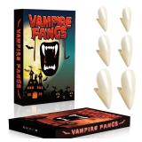 Vampire Teeth Fangs Kids Adults: 3 Sizes Realistic Vampire Fangs for Cosplay Halloween Vampire Costume Makeup Accessories Women Men Fake Fangs Teeth, Plastic Werewolf Teeth with Adhesive Party Favors
