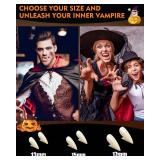 Vampire Teeth Fangs Kids Adults: 3 Sizes Realistic Vampire Fangs for Cosplay Halloween Vampire Costume Makeup Accessories Women Men Fake Fangs Teeth, Plastic Werewolf Teeth with Adhesive Party Favors