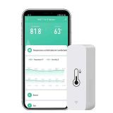 WiFi Hygrometer Thermometer Sensor: Smart Temperature Humidity Monitor, with Remote Monitor and TUYA APP Notification Alert, High Precision Indoor Thermometer No Hub Required, Work with Alexa (1-Pack)