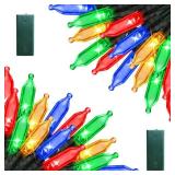 Lomotech Battery Operated Christmas Lights - 2 Pack Total 16ft 50LEDs Battery Mini String Lights with Timer for Home, Garden, Party, Holiday, Tree Decoration (Green Wire, Multicolor) - Retail: $10