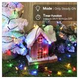 Lomotech Battery Operated Christmas Lights - 2 Pack Total 16ft 50LEDs Battery Mini String Lights with Timer for Home, Garden, Party, Holiday, Tree Decoration (Green Wire, Multicolor) - Retail: $10
