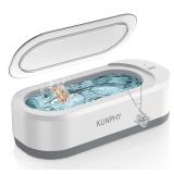 KUNPHY Ultrasonic Jewelry Cleaner, Jewelry Cleaner Machine 12oz 46KHz, Professional Sonic Cleaner with One-Touch Operation, Sonic Cleaner for Rings, Glasses, Jewelry, Dentures White - Retail: $29