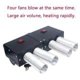 CYDZSW Car Battery Powered Heater,Portable Electric 12 Volt Camping Heaters for UTV and Truck Cab Seat Kit,Auto Vehicle Dash Heater,Windshield Window Defogger Defroster,12V 500W 4 Holes - Retail: $43