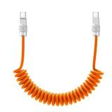 chubbycable Curly Chubby 240W Coiled USB C Fast Charging Cable Durable Braided Charger Cord for Car Compatible with iPhone 17-15 Series iPad, Orange, Type-C to Type-C, 2.13FT-6.56FT - Retail: $20