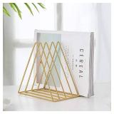 QPEY Triangle File Holder,5 Slot Metal Vinyl Record Stand Holder Magazine Newspaper Holder Photography Props for Office Home (2pc gold) - Retail: $287