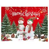 7x5ft Christmas Backdrop Merry Christmas Banner Party Decoration Xmas Photography Background Photo Props for Winter Holiday New Year Eve Family Party Backdrop - Retail: $20